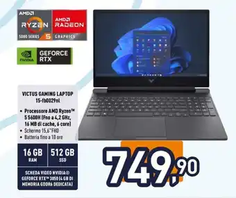 Unieuro HP VICTUS GAMING LAPTOP 15-fb0029nl offerta