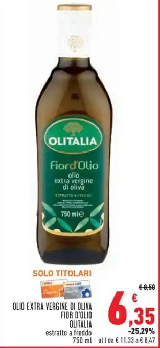 Conad City OLIO EXTRA VERGINE DI OLIVA FIOR D'OLIO OLITALIA estratto a freddo 750 ml offerta