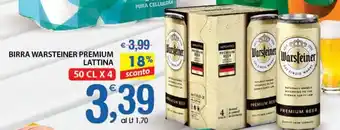 Qui Discount BIRRA WARSTEINER PREMIUM LATTINA 50 CL X 4 offerta