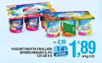 Qui Discount YOGURT FRUTTA FRULLATA INTERO/MAGRO 0,1% 125 GR X 6 offerta
