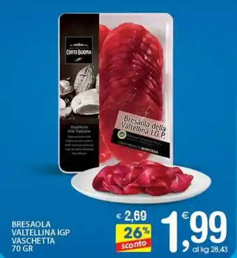 Qui Discount BRESAOLA VALTELLINA IGP VASCHETTA 70 GR offerta