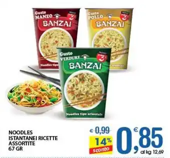 Qui Discount NOODLES ISTANTANEI RICETTE ASSORTITE 67 GR offerta