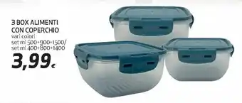 Ipercoop 3 Box Alimenti con Coperchio 500-900-1500ml/400-800-1400ml set offerta