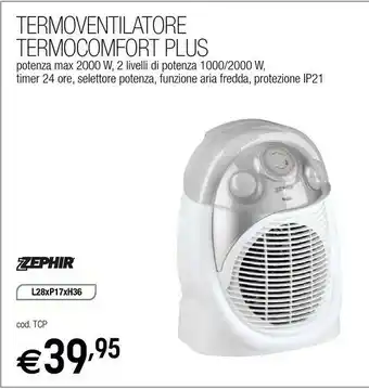Brico OK Zephir Termoventilatore Termocomfort Plus 2000 W offerta