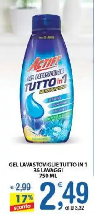 Qui Discount GEL LAVASTOVIGLIE TUTTO IN 1 36 LAVAGGI 750 ML offerta