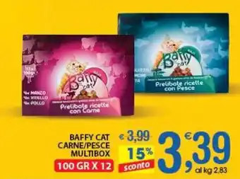 Qui Discount BAFFY CAT CARNE/PESCE MULTIBOX 100 GR X 12 offerta