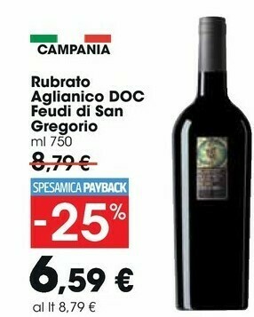Carrefour Market Feudi di san gregorio Aglianico Dal Re 750 G(ml) offerta