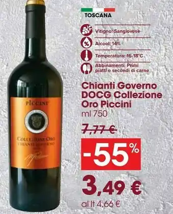Carrefour Market Piccini Collezione Oro Chianti Riserva 750 G(ml) offerta