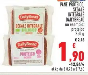 PANE PROTEICO, SEGALE INTEGRALE DAILYBREAD un esempio: proteico 250 g