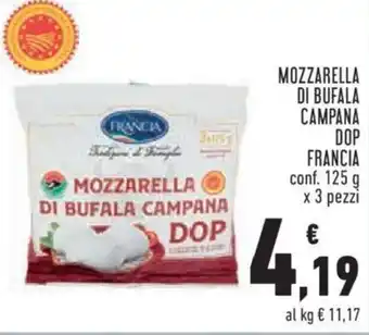 Conad City MOZZARELLA DI BUFALA CAMPANA DOP FRANCIA conf. 125 g x 3 pezzi offerta