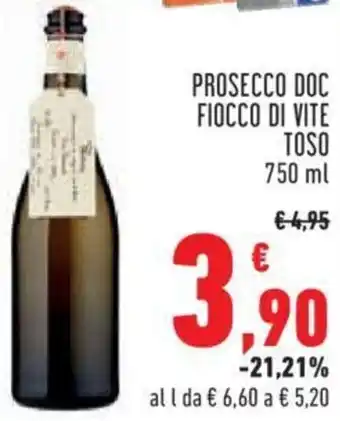 Conad City PROSECCO DOC FIOCCO DI VITE TOSO 750 ml offerta