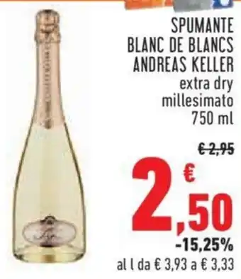 Conad City SPUMANTE BLANC DE BLANCS ANDREAS KELLER extra dry millesimato 750 ml offerta