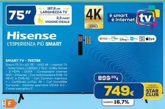 Euronics Hisense SMART TV - 75E79K offerta