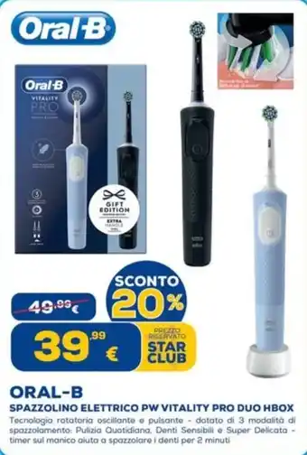 Euronics ORAL-B SPAZZOLINO ELETTRICO PW VITALITY PRO DUO HBOX offerta