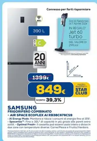 Euronics SAMSUNG FRIGORIFERO COMBINATO offerta
