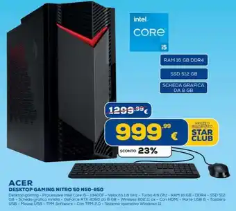 Euronics ACER DESKTOP GAMING NITRO 50 N50-650 offerta