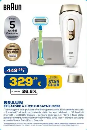 Euronics BRAUN EPILATORE A LUCE PULSATA PL5052 offerta