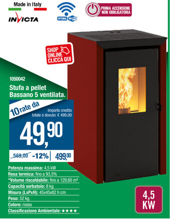 Cfadda Stufa a pellet Bassano 5 ventilata offerta