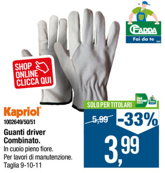 Cfadda Kapriol Guanti driver Combinato offerta