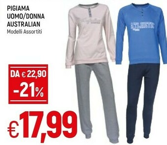 Famila Pigiama Uomo/ Donna Australian offerta