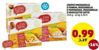 PENNY Gli allegri sapori Crepes Mozzarella E Funghi 250g offerta