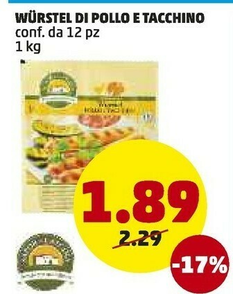 PENNY Wurstel Di Pollo E Tacchino offerta