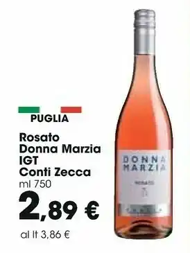 Carrefour Market Conti zecca Rosato Donna Marzia Igt offerta