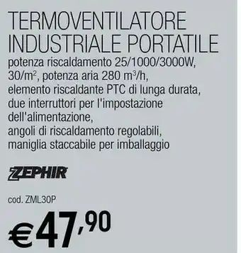 Brico OK Zephir Termoventilatore Industriale Portatile 3000 W offerta