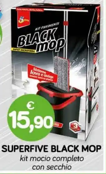 Il Tulipano SUPERFIVE BLACK MOP kit mocio completo con secchio offerta