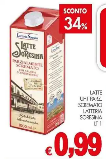PrestoFresco LATTE UHT PARZ. SCREMATO LATTERIA SORESINA LT 1 offerta