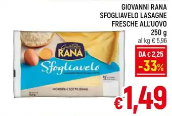 A&O GIOVANNI RANA SFOGLIAVELO LASAGNE FRESCHE ALL'UOVO 250 g offerta