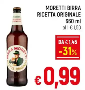 A&O MORETTI BIRRA RICETTA ORIGINALE 660 ml offerta