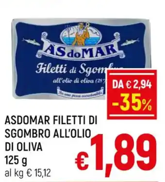 A&O ASDOMAR FILETTI DI SGOMBRO ALL'OLIO DI OLIVA 125 g offerta