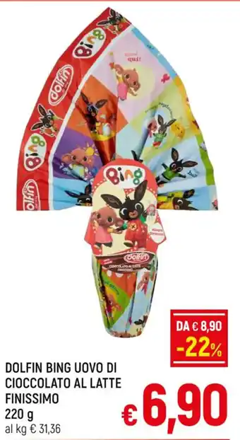 A&O DOLFIN BING UOVO DI CIOCCOLATO AL LATTE FINISSIMO 220 g offerta