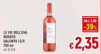 A&O LE VIE DELL'UVA ROSATO SALENTO I.G.P. 750 ml offerta