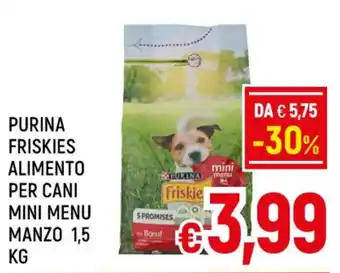 A&O PURINA FRISKIES ALIMENTO PER CANI MINI MENU MANZO 1,5 KG offerta