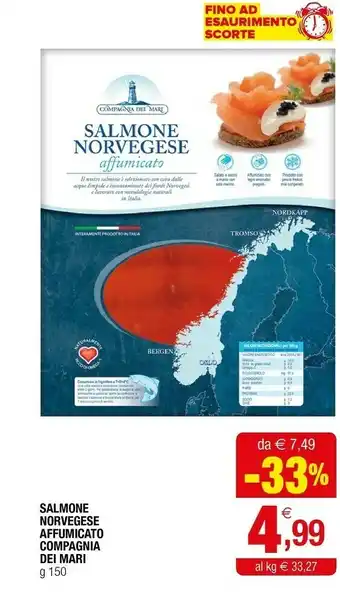 Iperal Compagnia dei mari Salmone Norvegese Affumicato 150 G(ml) offerta