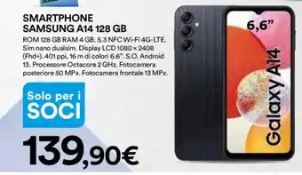 Ipercoop SMARTPHONE SAMSUNG A14 128 GB offerta