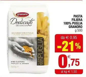 Iperal Granoro Dedicato Filiera 100% Puglia Maccheroncini 500 G(ml) offerta