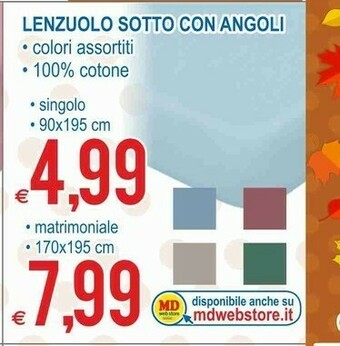 MD Discount Lenzuolo Sotto Con Angoli offerta