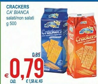 MD Discount Ca' Bianca Crackers Non Salati In Proporzione 500 G(ml) offerta