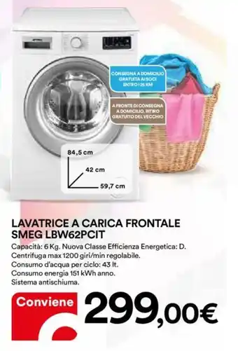 Ipercoop LAVATRICE A CARICA FRONTALE SMEG LBW62PCIT offerta