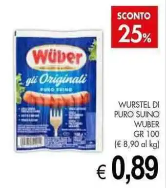 PrestoFresco WURSTEL DI PURO SUINO WUBER gr 100 offerta