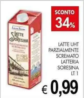 LATTE UHT PARZIALMENTE SCREMATO LATTERIA SORESINA LT 1