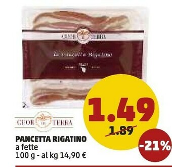 PENNY Cuor Di Terra Pancetta Rigatino A Fette offerta