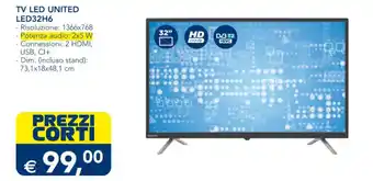 Esselunga TV LED UNITED LED32H6 offerta