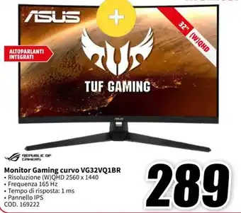 MediaWorld ASUS Monitor Gaming curvo VG32VQ1BR offerta