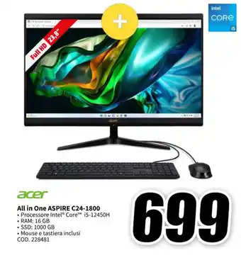 MediaWorld acer All in One ASPIRE C24-1800 offerta