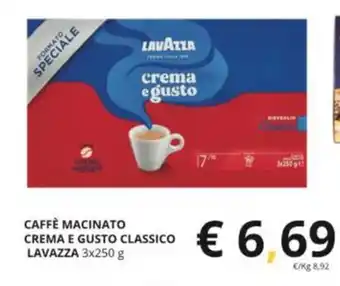CAFFÈ MACINATO CREMA E GUSTO CLASSICO LAVAZZA 3x250 g