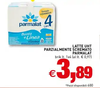 Crai LATTE UHT PARZIALMENTE SCREMATO PARMALAT brik lt. 1x4 offerta